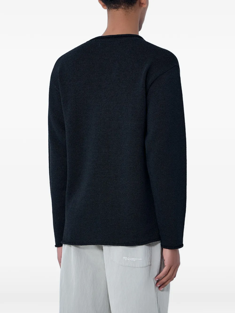  Moos Studio Ribbed Crew-neck Sweater - Black 