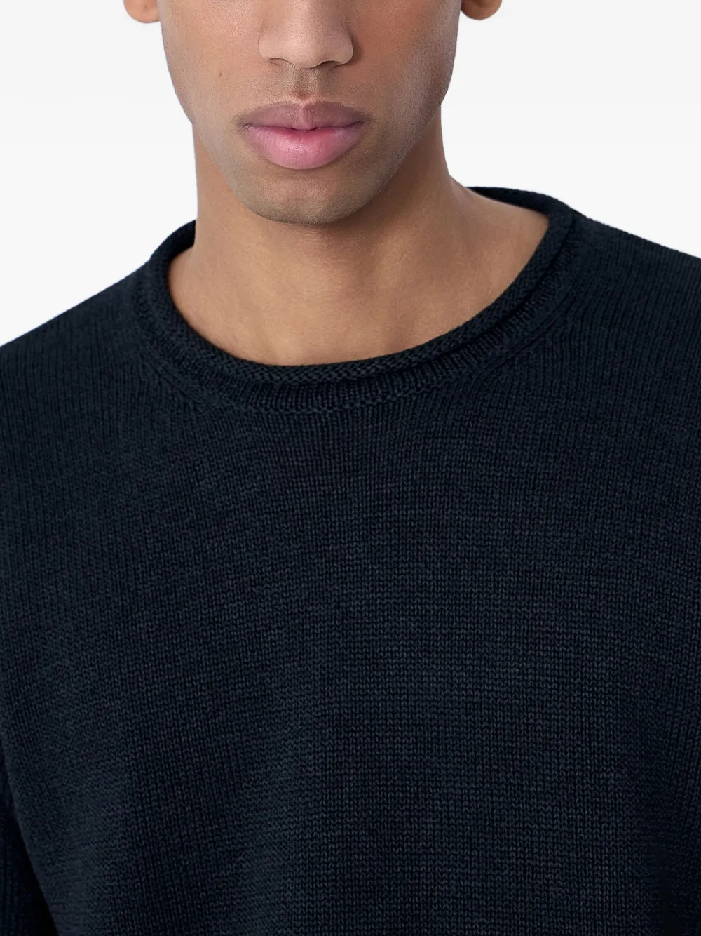 MOOS STUDIO Geribbelde sweater met ronde hals Zwart