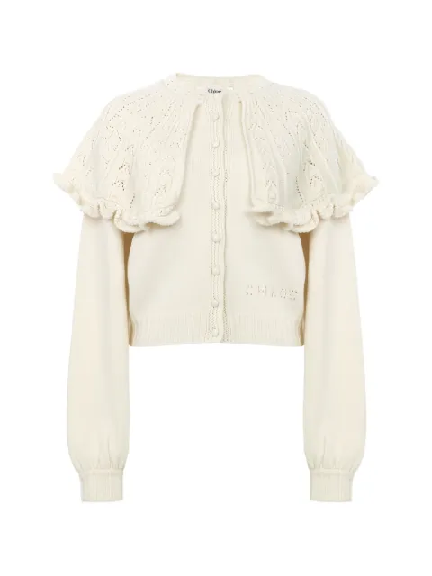 Chloé Zopfmuster-Cardigan mit Rüschenkragen