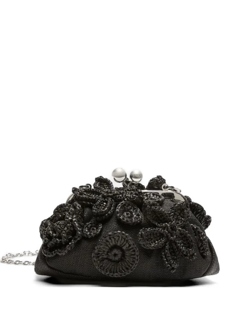 Weekend Max Mara Pasticcino floral-details chain small shoulder bag - Nero