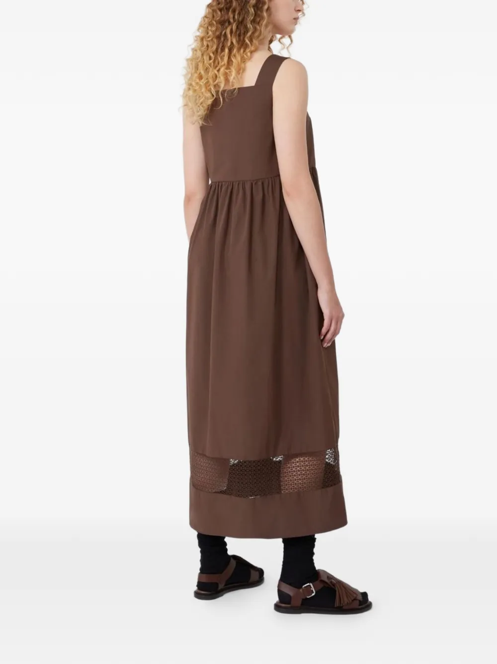 Weekend Max Mara Gesmockte maxi-jurk met kanten vlakken Bruin