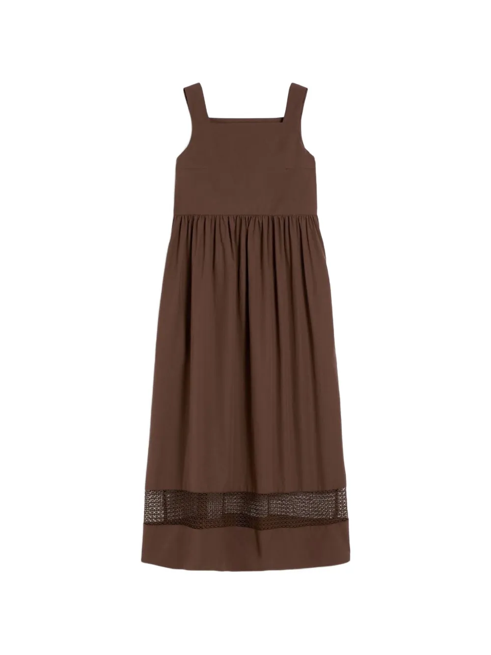 Weekend Max Mara square-neck lace-panel midi cotton dress - Marrone