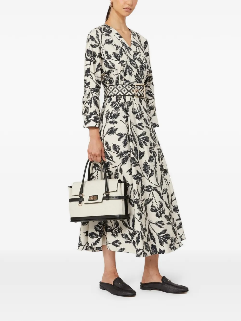 Max Mara Midi-jurk met bloemenprint Beige