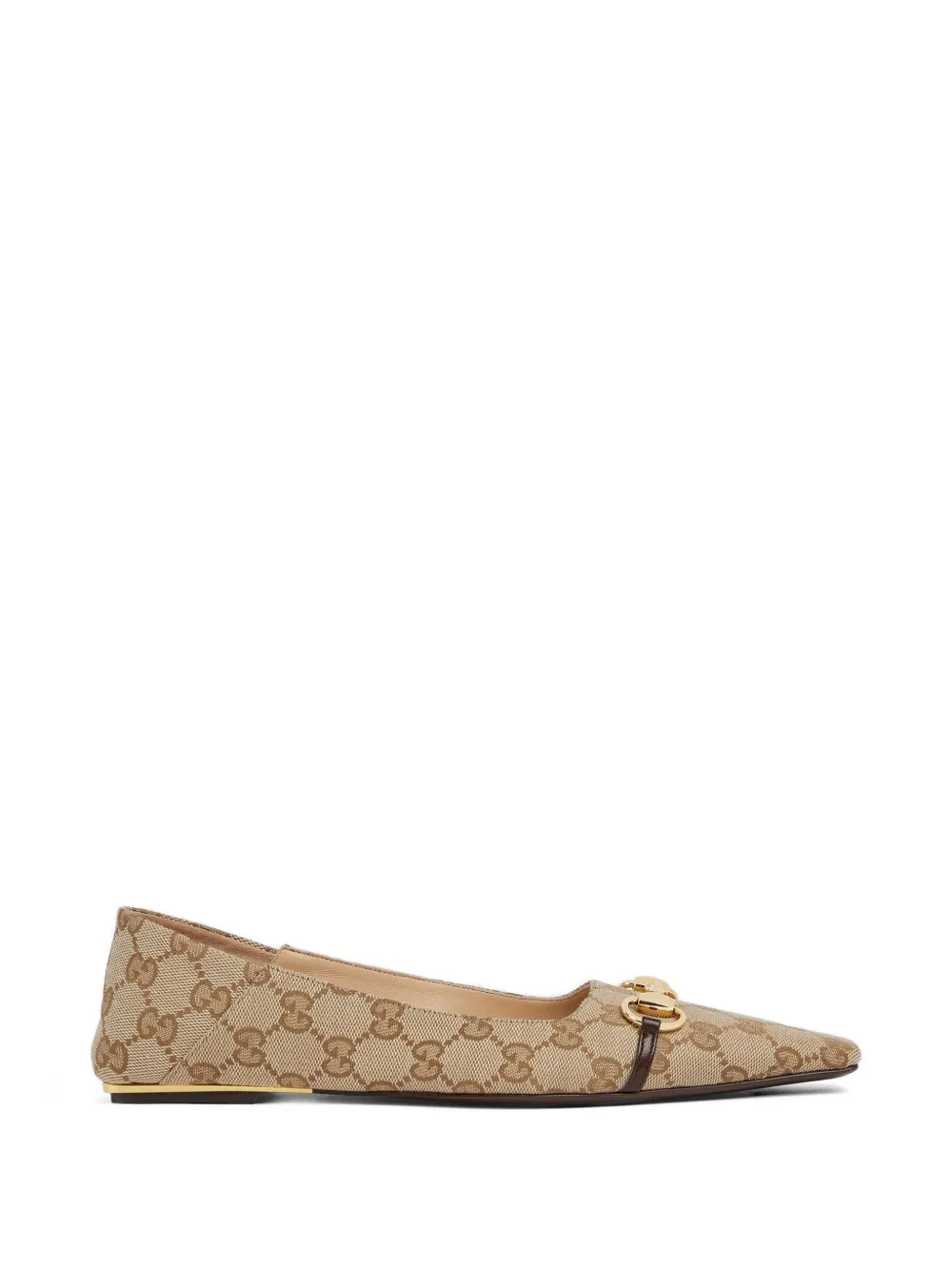 Gucci Vittoria horsebit-detail GG-pattern ballet flats Beige