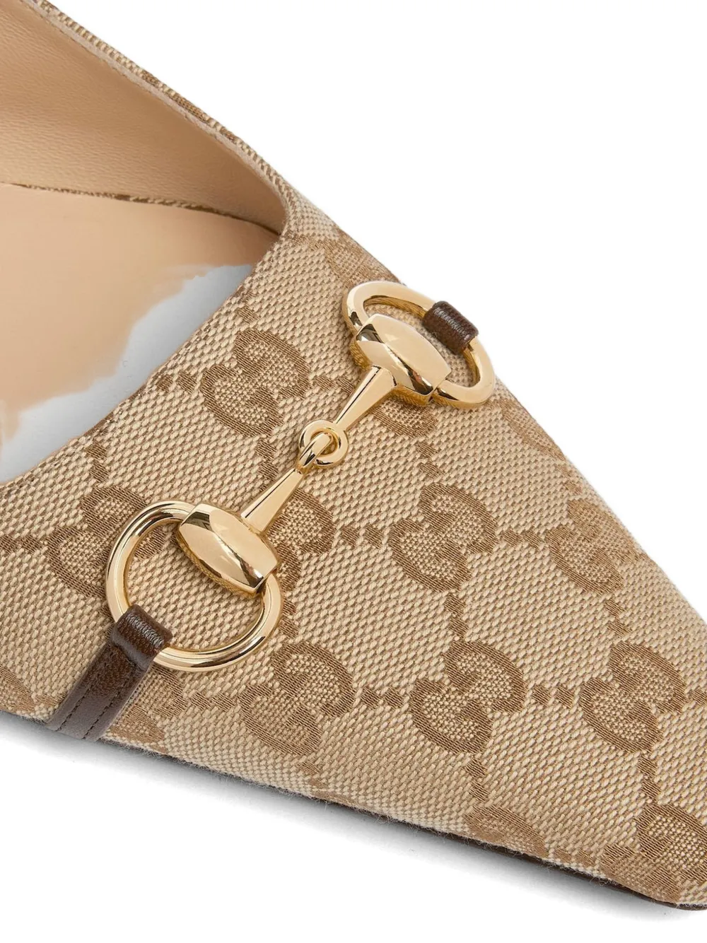 Gucci Vittoria horsebit-detail GG-pattern ballet flats Beige