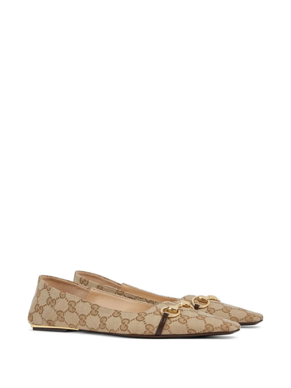 Gucci Vittoria horsebit-detail GG-pattern ballet flats Beige