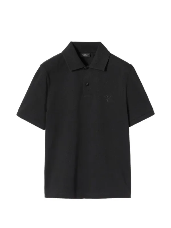 Gucci Embroidery-detail Polo Shirt in Black