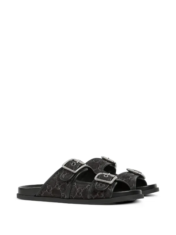 美品 GUCCI ファスナー バックル ベルト サンダル アンクル ストラップ Gucci バックルストラップ サンダル | ブラック | FARFETCH JP