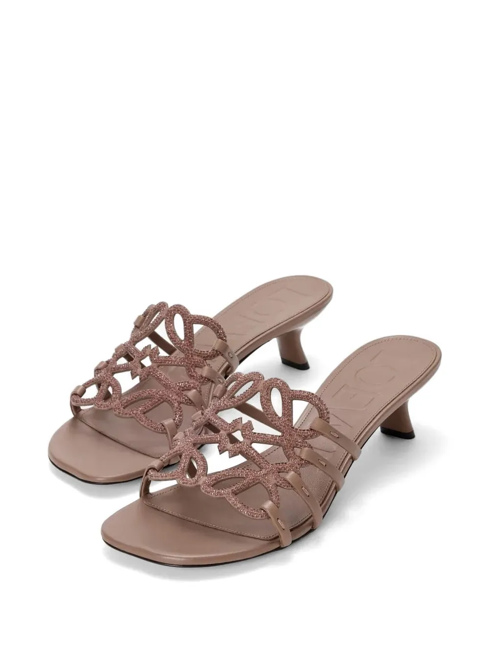LOEWE Petal anagram strass sandals Beige