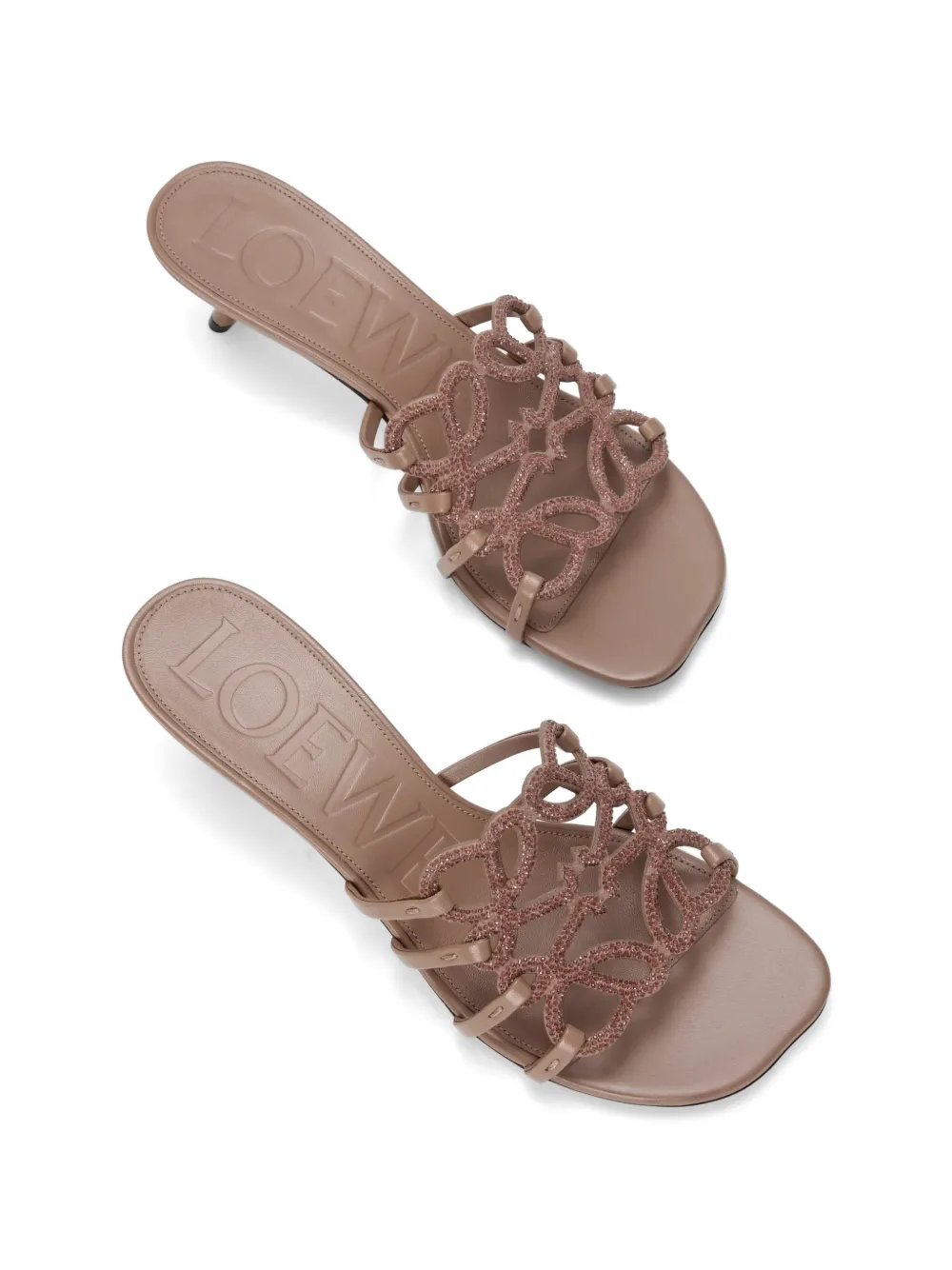 LOEWE Petal anagram strass sandals Beige