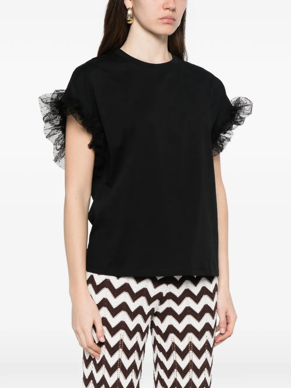  Twinset Ruffled T-shirt - Black 