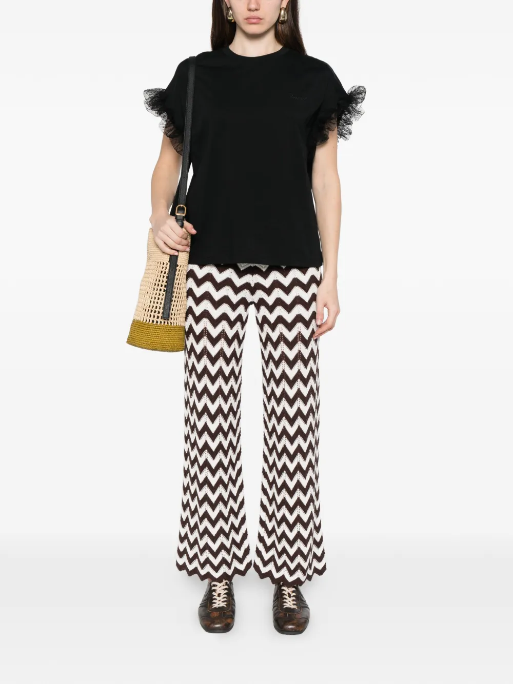  Twinset Ruffled T-shirt - Black 