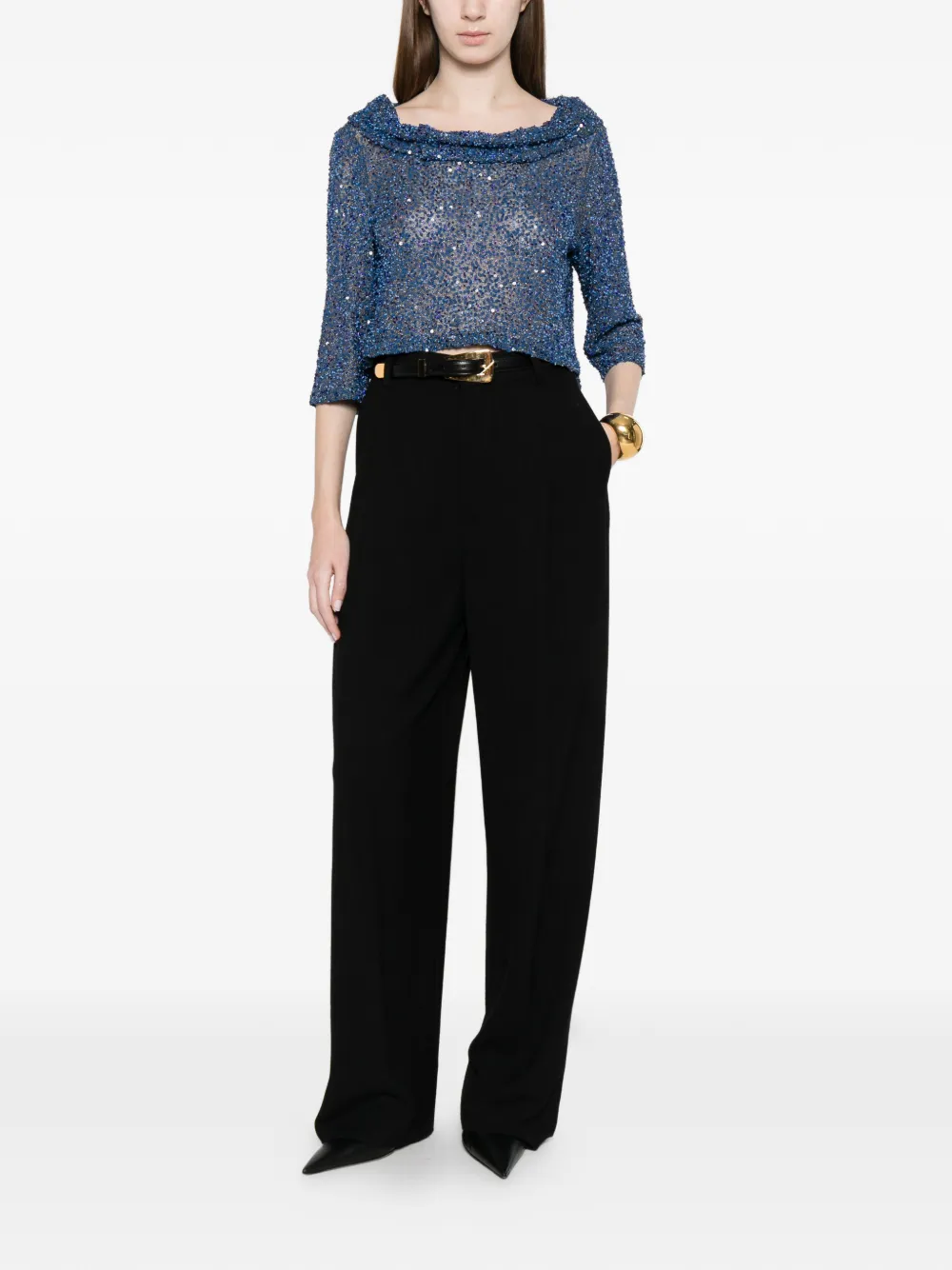  Fely Campo Sequin Embellished Blouse - Blue 
