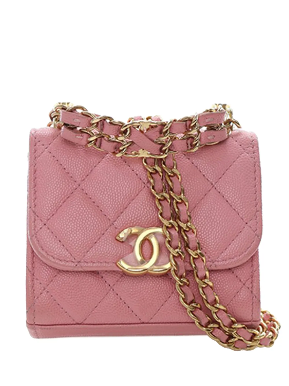 CHANEL Pre-Owned 2021-2025 Mini CC Quilted Caviar Top Handle Clutch with Chain satchel - Rosa