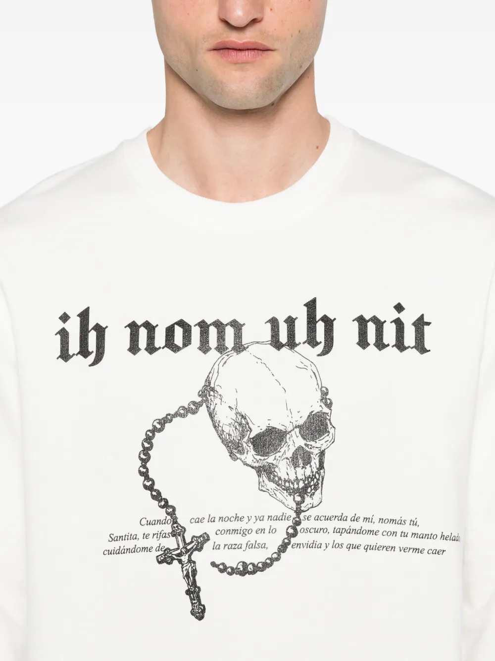 Ih Nom Uh Nit Sweater met doodskopprint Beige