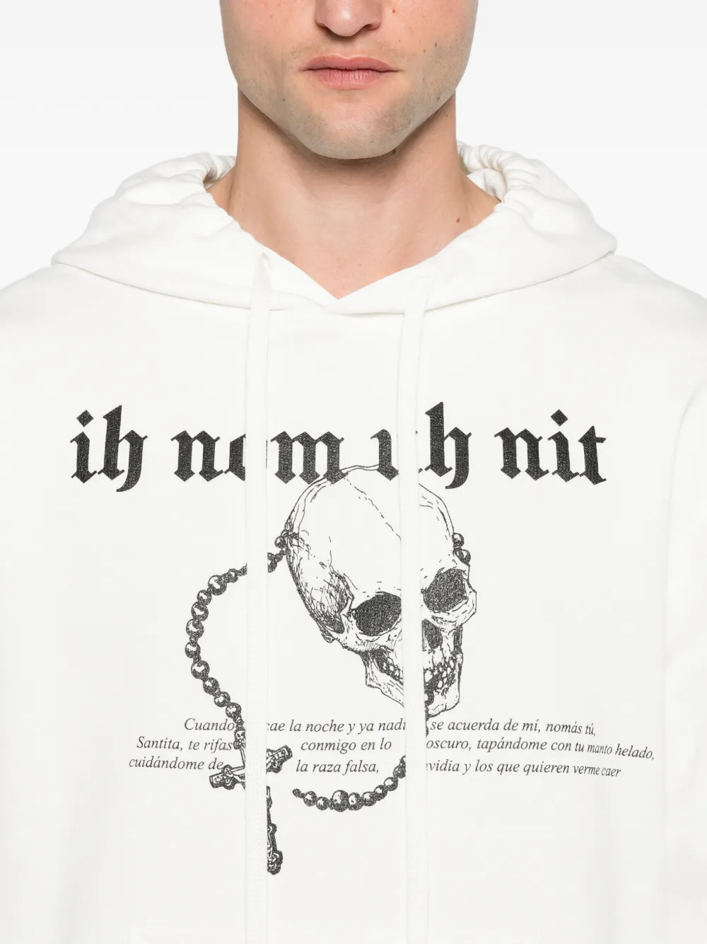 Ih Nom Uh Nit Hoodie met doodskopprint Beige