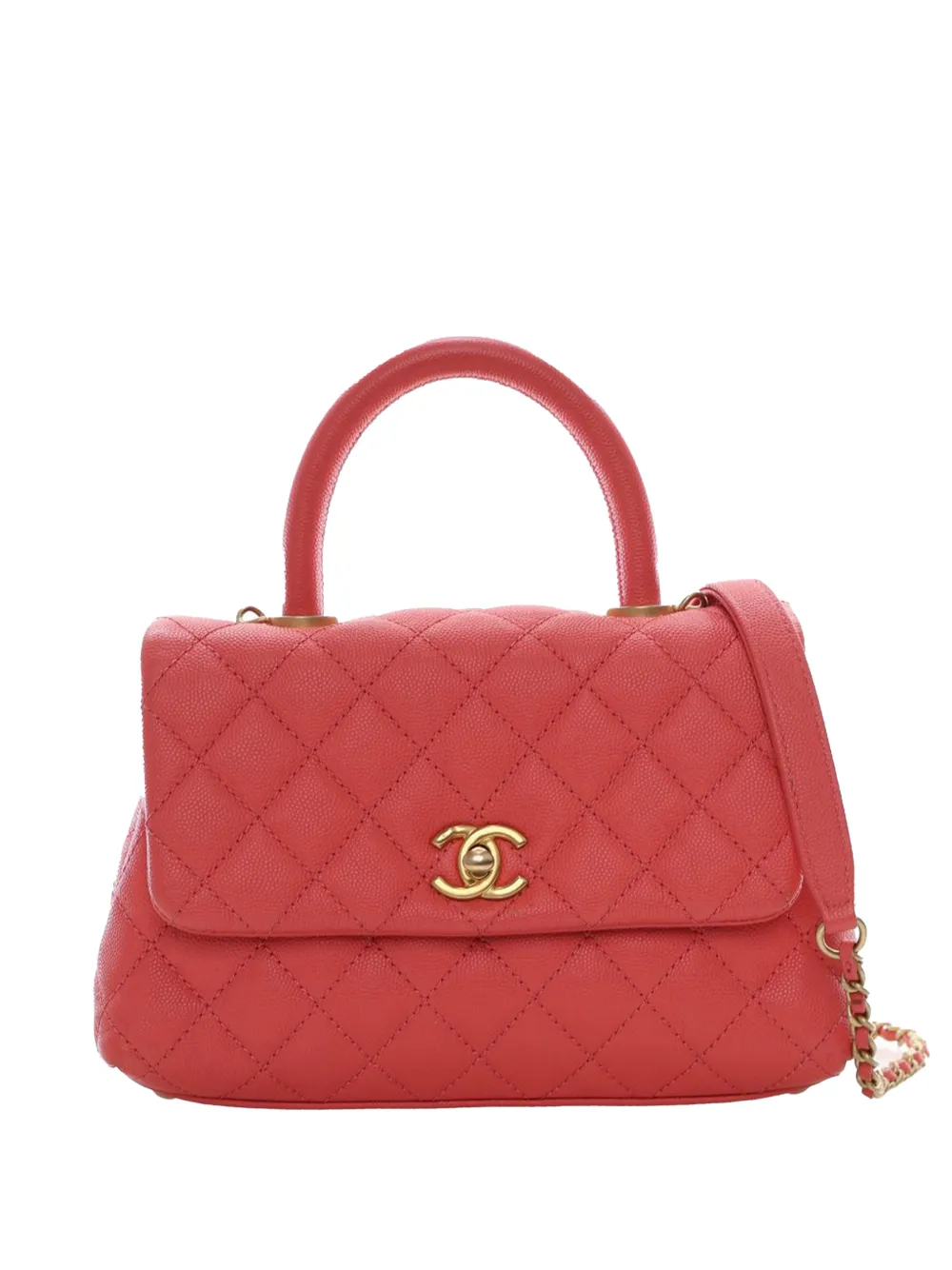 CHANEL Pre-Owned 2019 Mini Caviar Coco Top Handle Bag satchel - Rosa