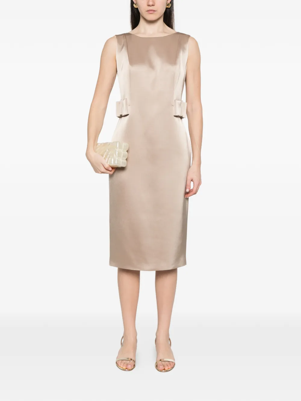  Fely Campo Bow-embellishment Midi Dress - Neutrals 