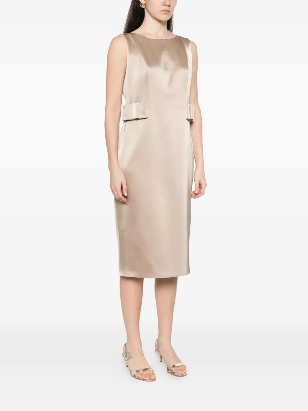  Fely Campo Bow-embellishment Midi Dress - Neutrals 