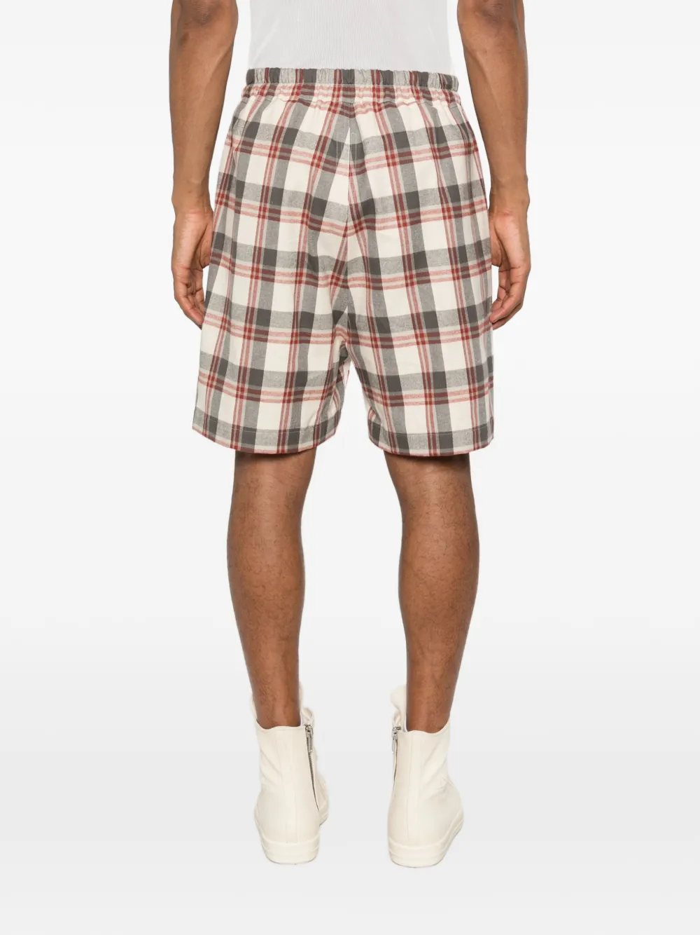 Rick Owens Geruite shorts Beige
