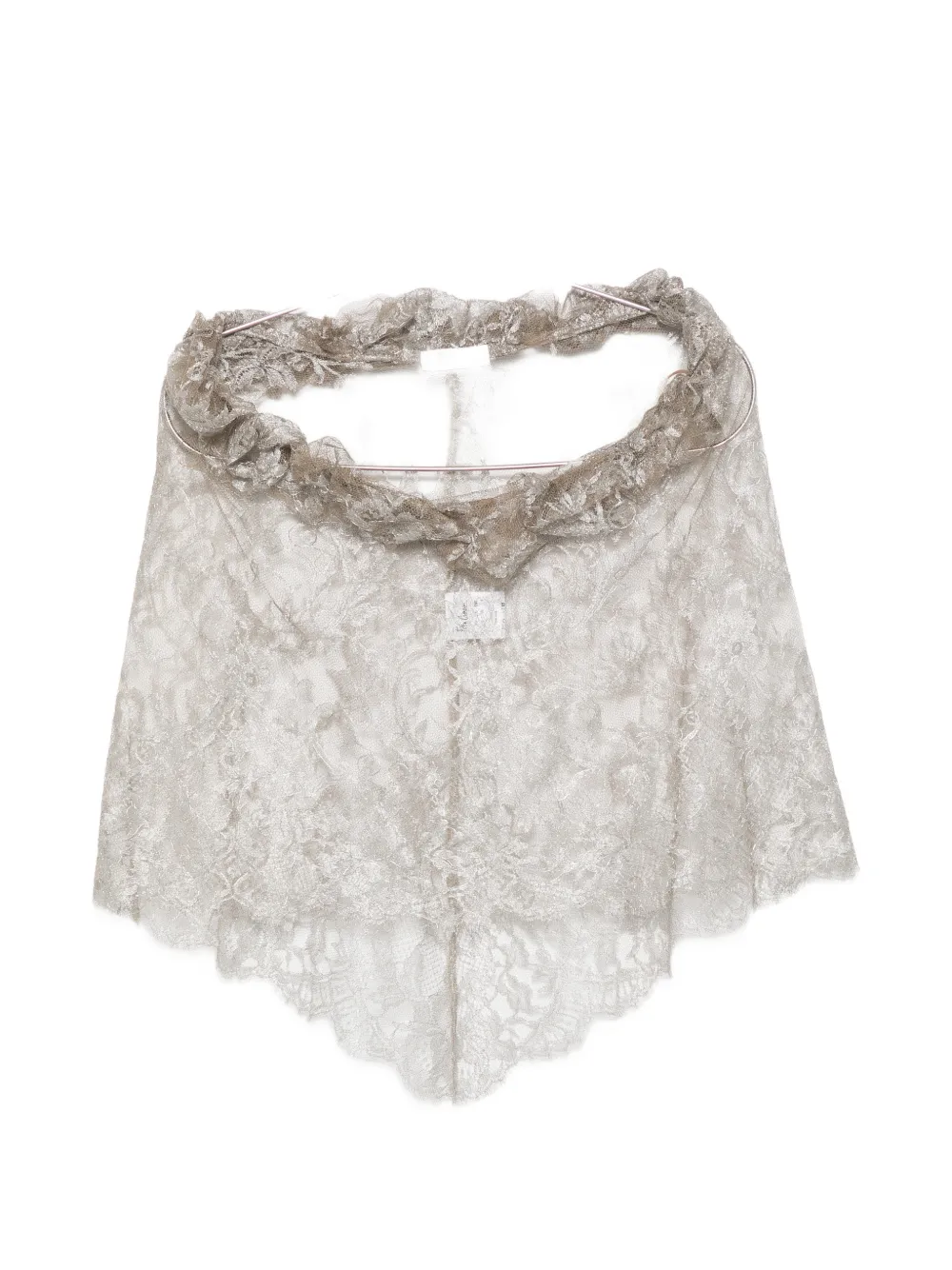 Fely Campo Ruffled Lace Top In Gray