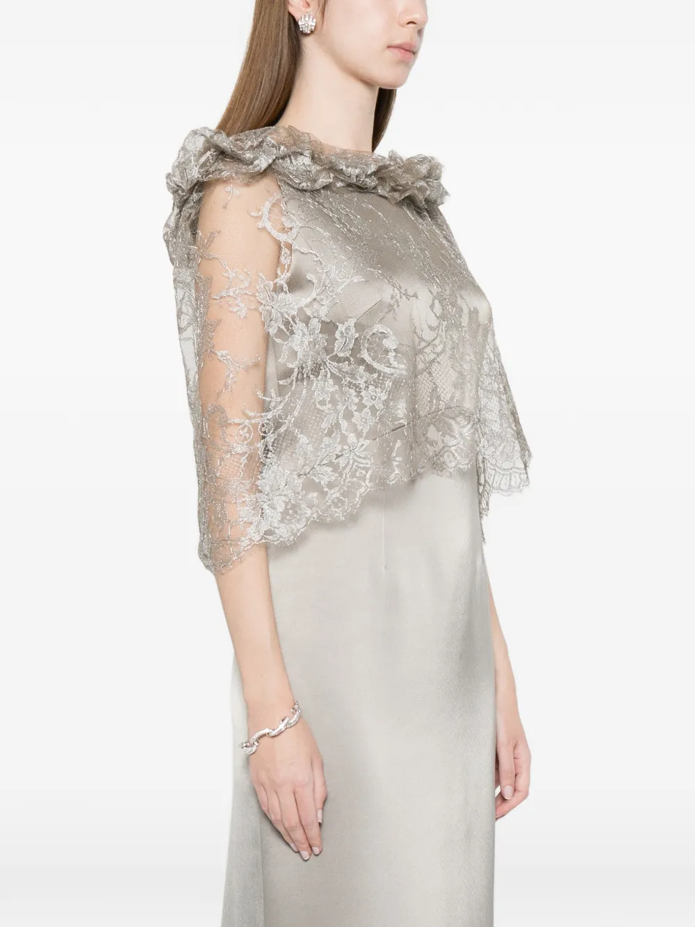  Fely Campo Ruffled Lace Top - Grey 