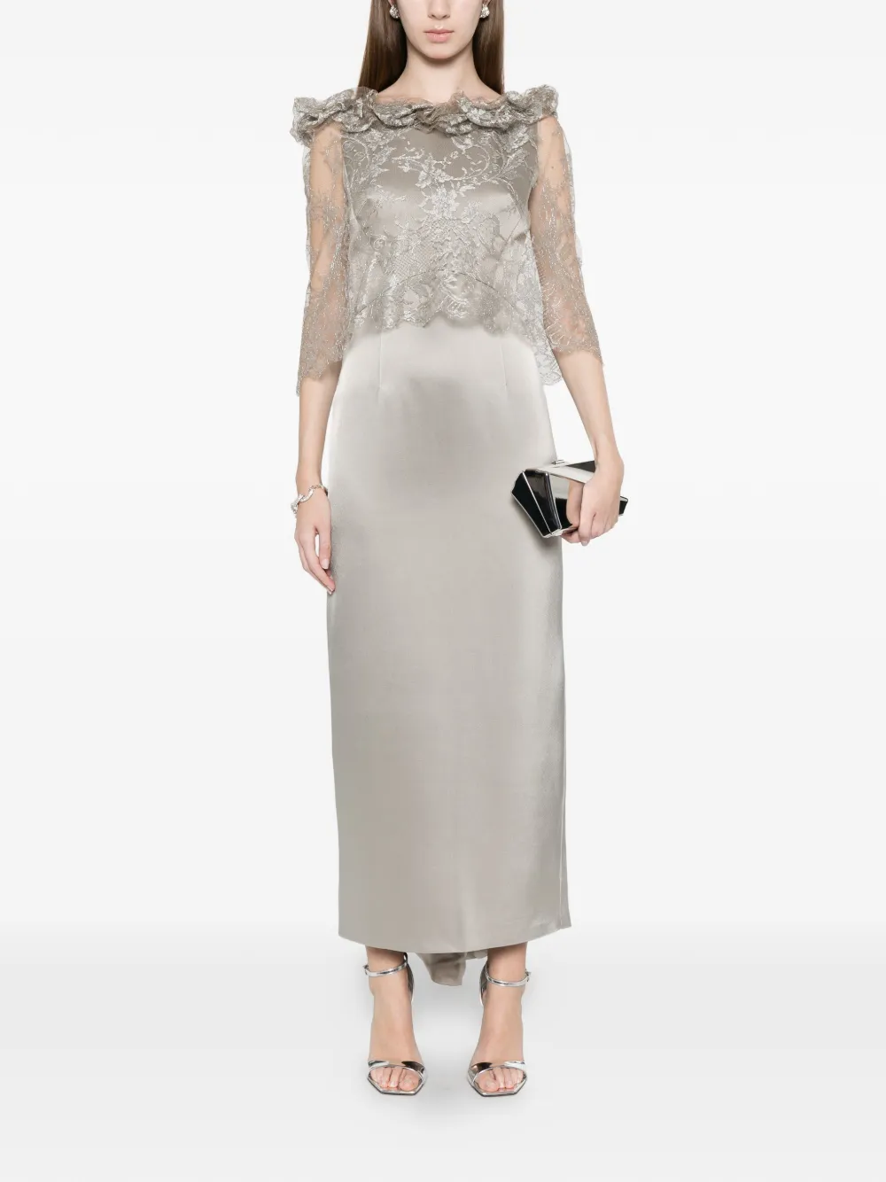 Fely Campo Ruffled Lace Top - Grey 
