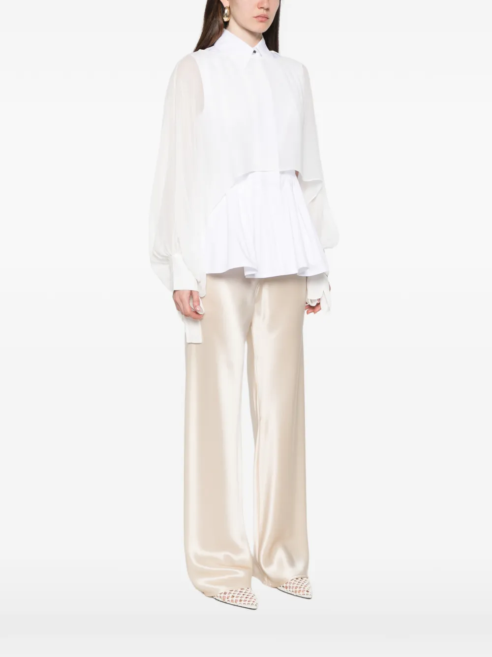 TWINSET Cropped top met gestrikte manchetten Wit