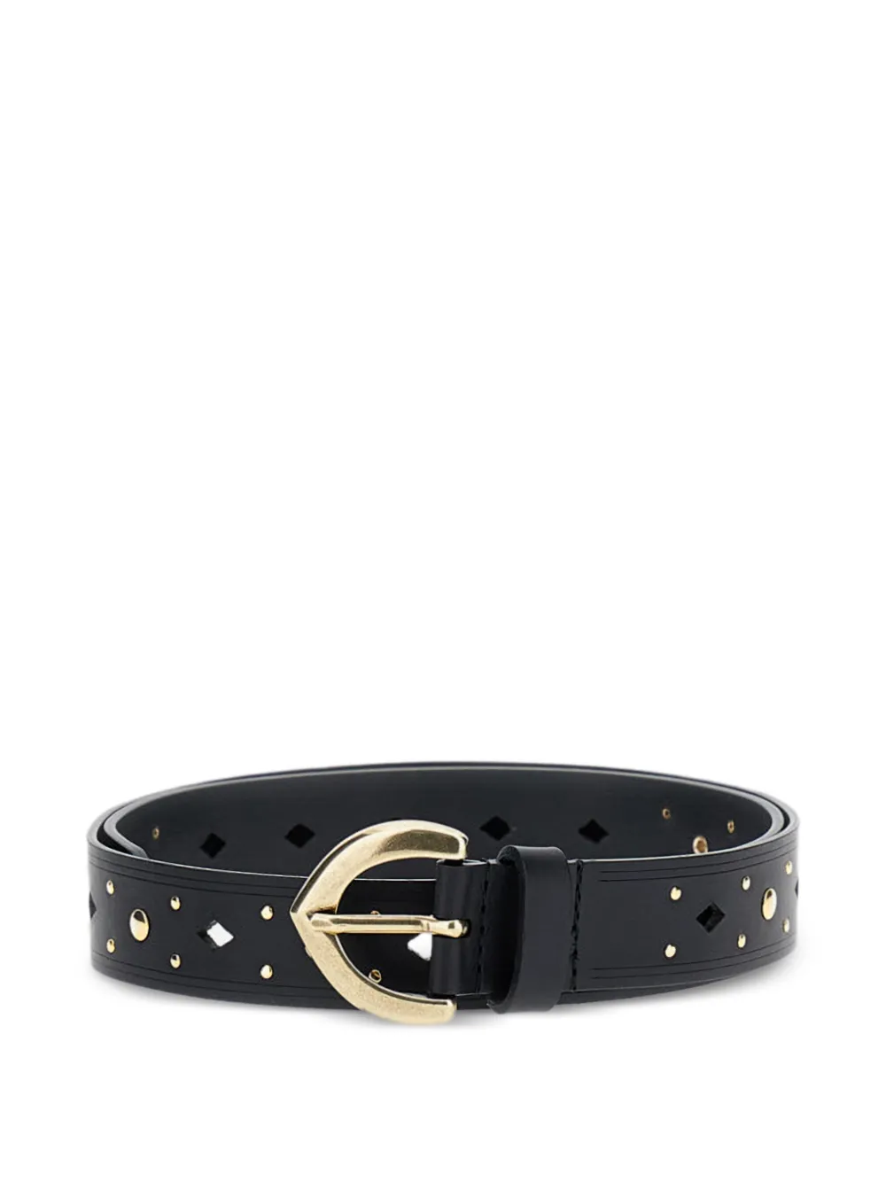 Bax Lab polished buckle studded leather belt - Nero