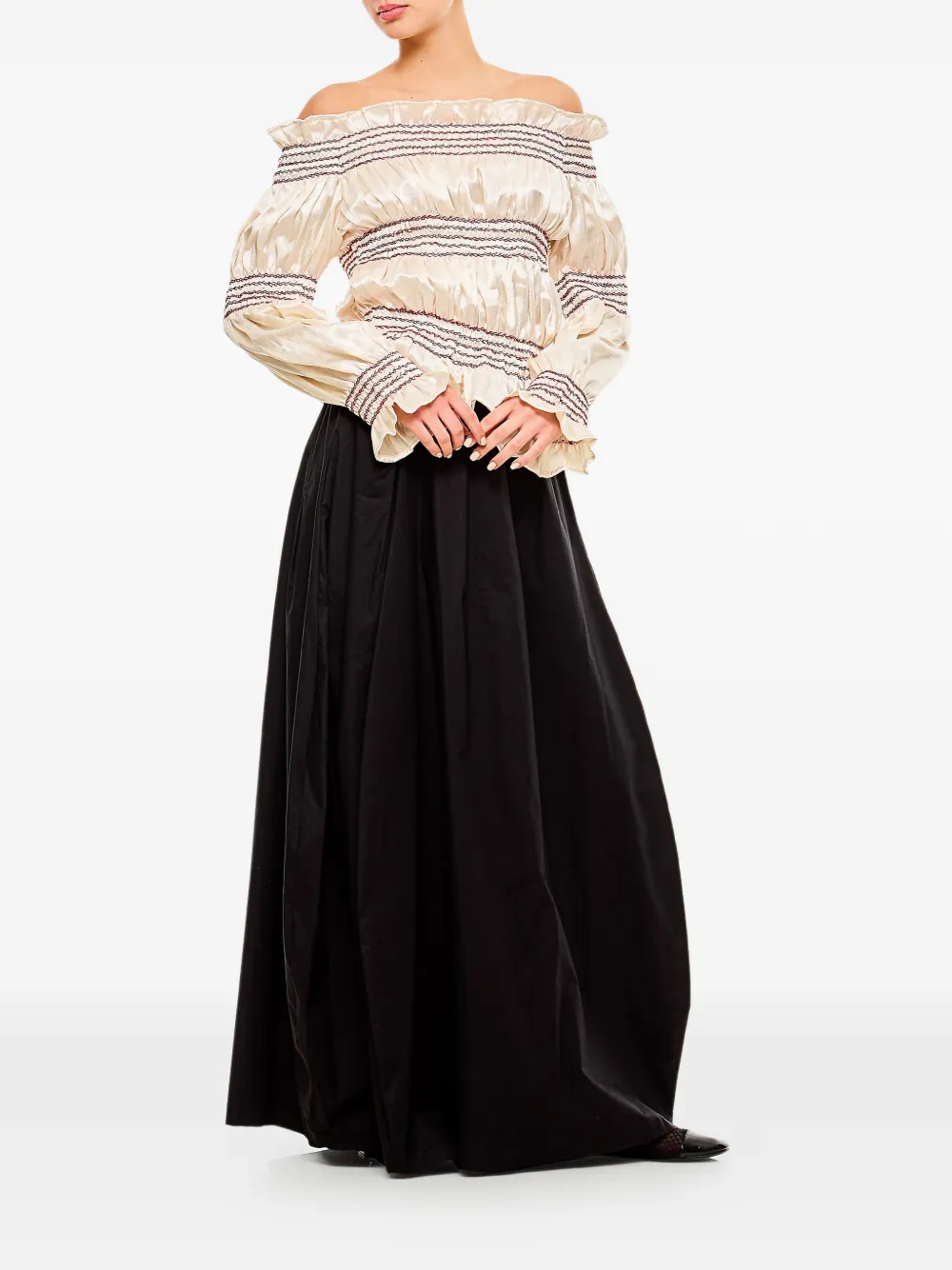  Tigra Tigra Ruffled Smocked Top - Neutrals 