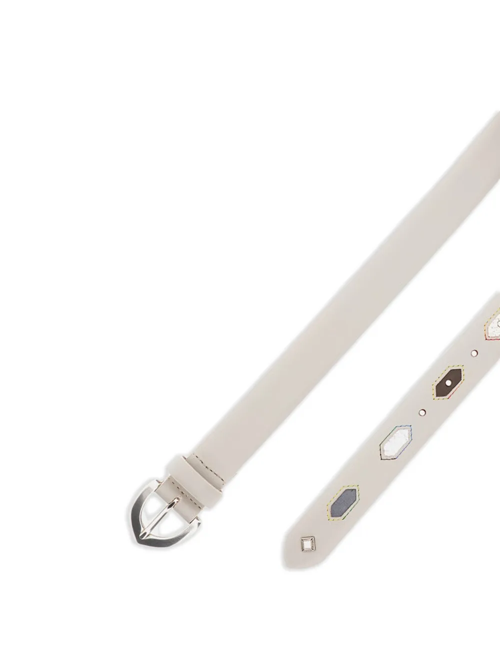  Bax Lab Stone Embellished Leather Belt - Neutrals 