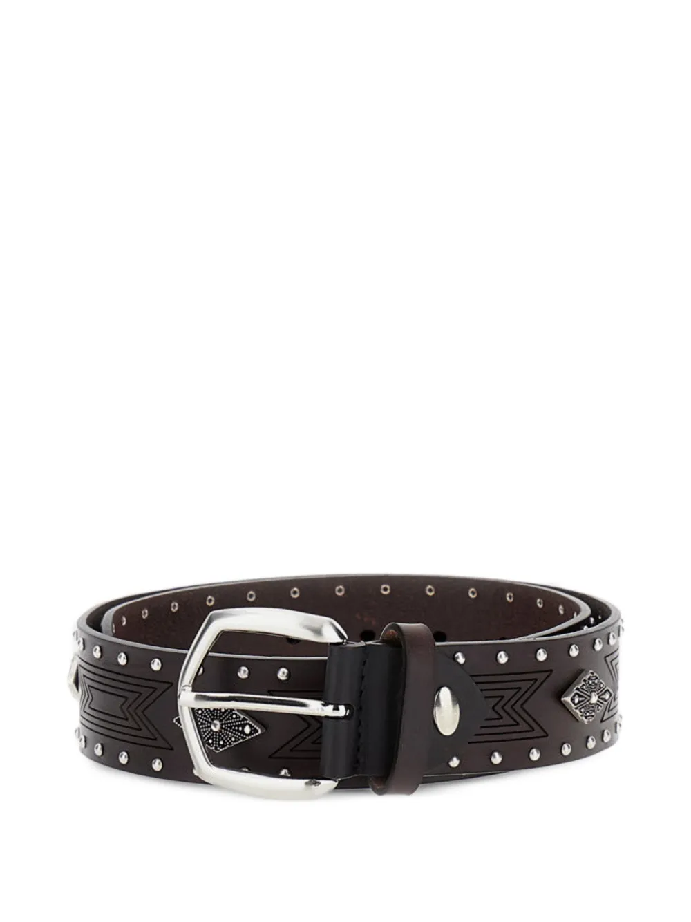 Bax Lab diamond studs leather belt - Marrone
