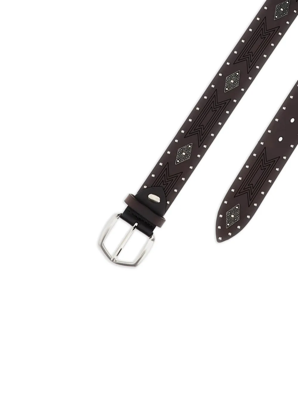  Bax Lab Diamond Studs Leather Belt - Brown 