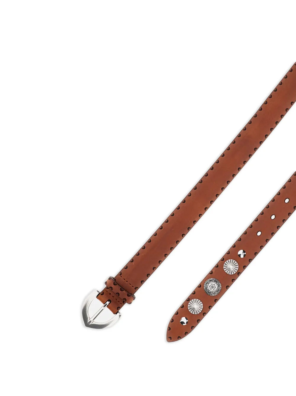  Bax Lab Studded Buckle Leather Belt - Brown 