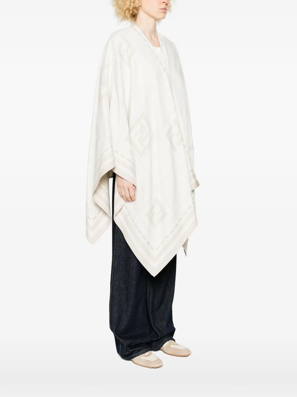  Fendi Geometric-patterned Cape - Neutrals 