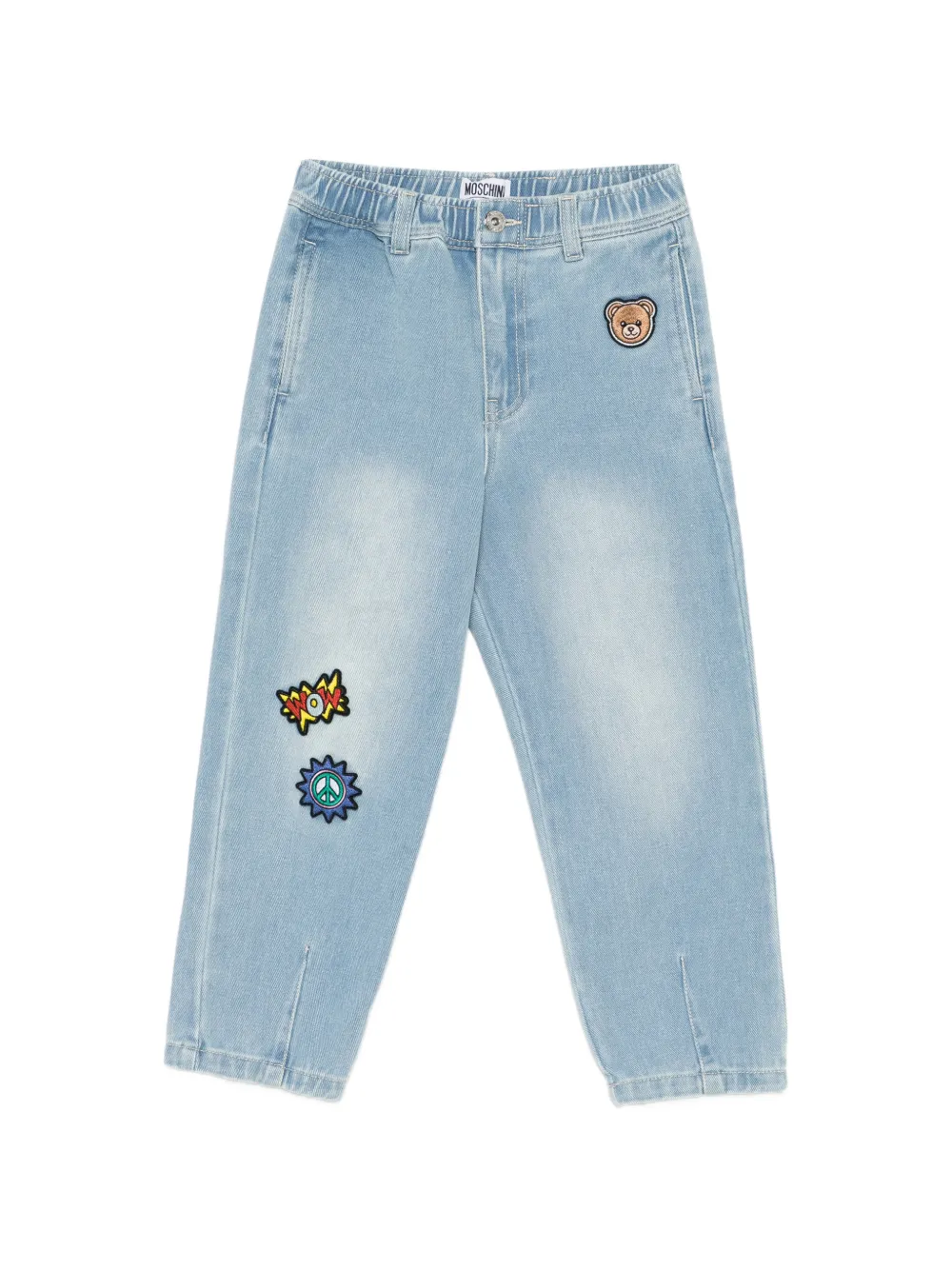 Moschino Kids elasticated patch-appliqué trousers - Blu