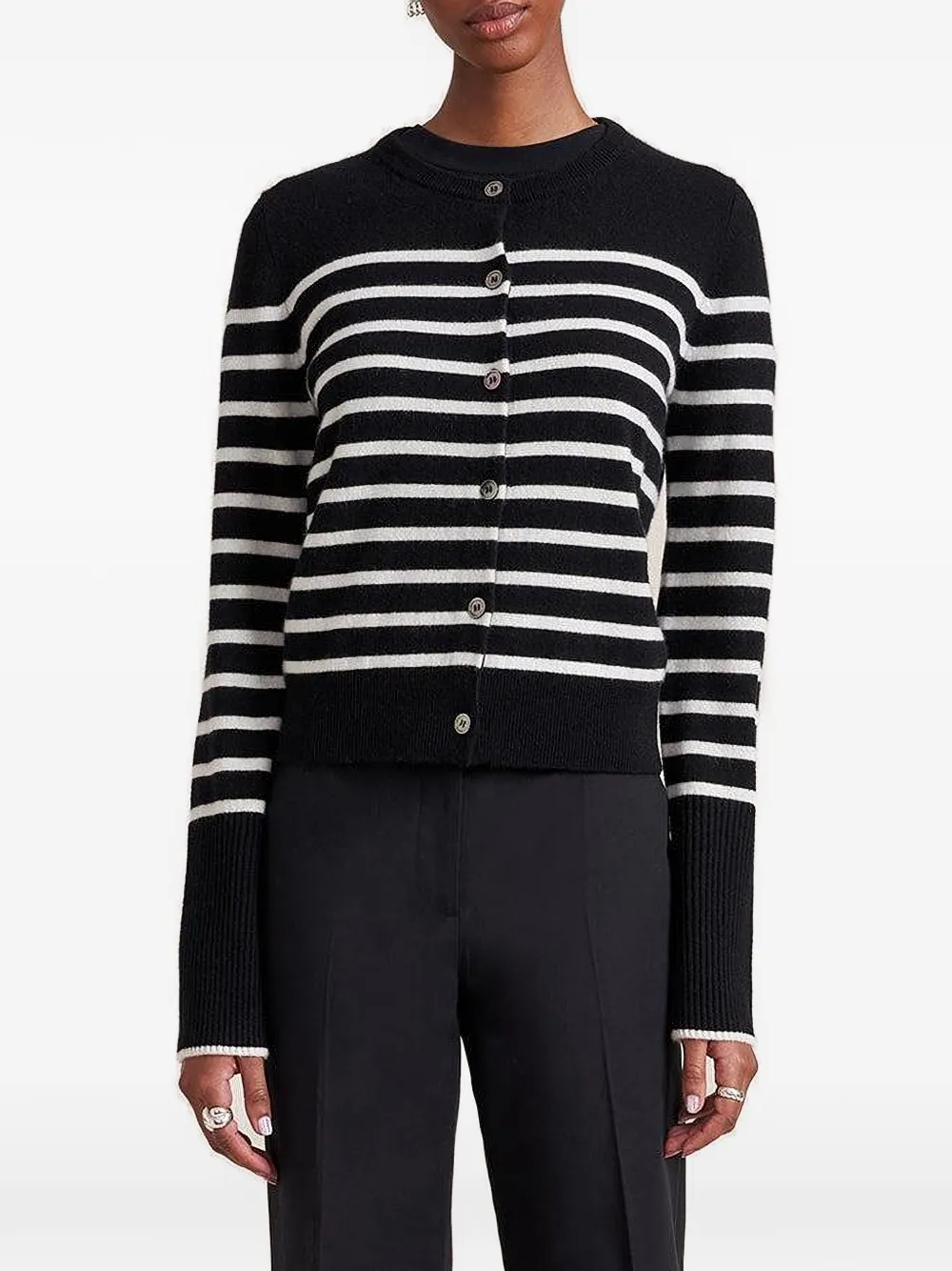 La Ligne striped lines cardigan - Nero
