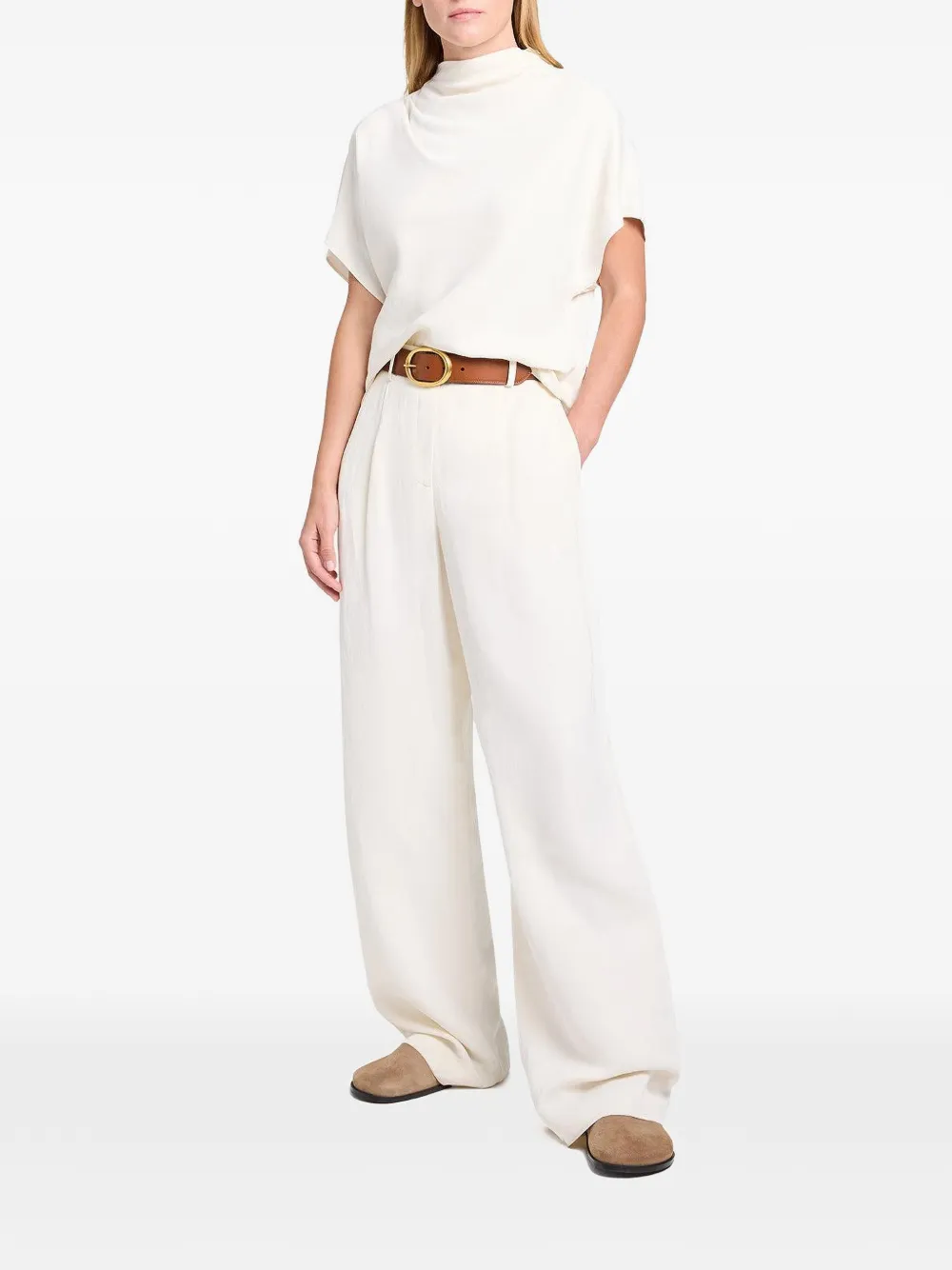 TWP T-shirt met col Beige