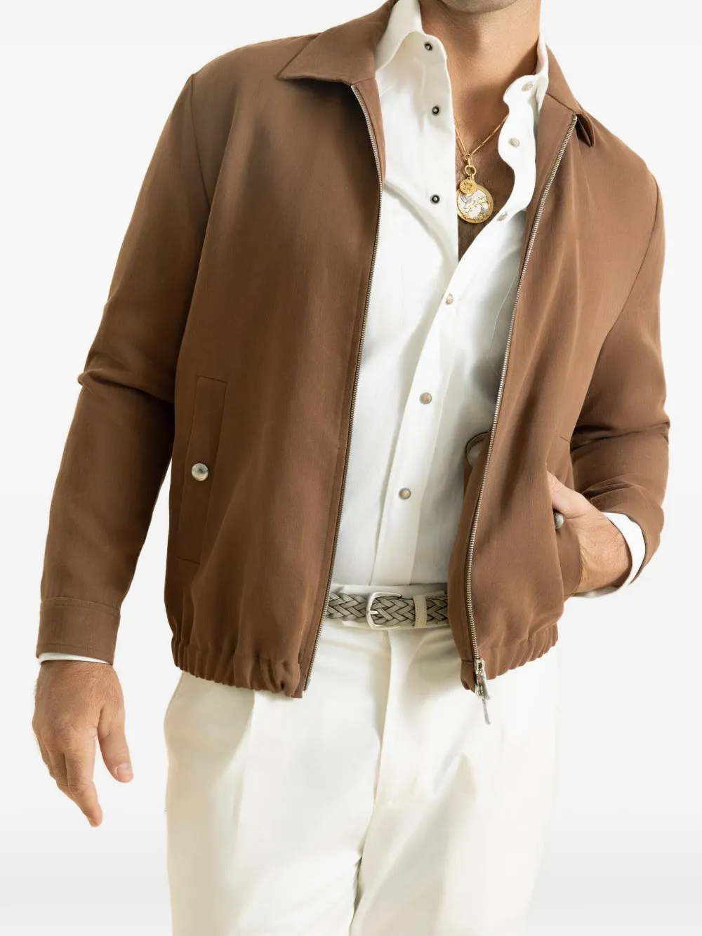 Eleventy zip bomber jacket - Braun