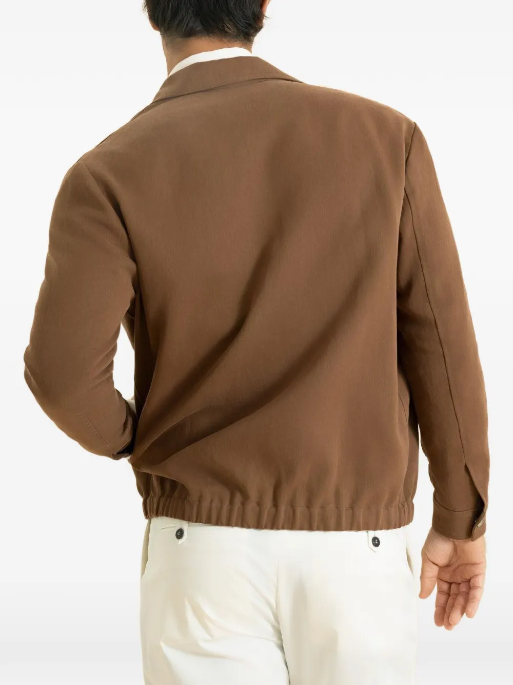  Eleventy Zip Bomber Jacket - Brown 