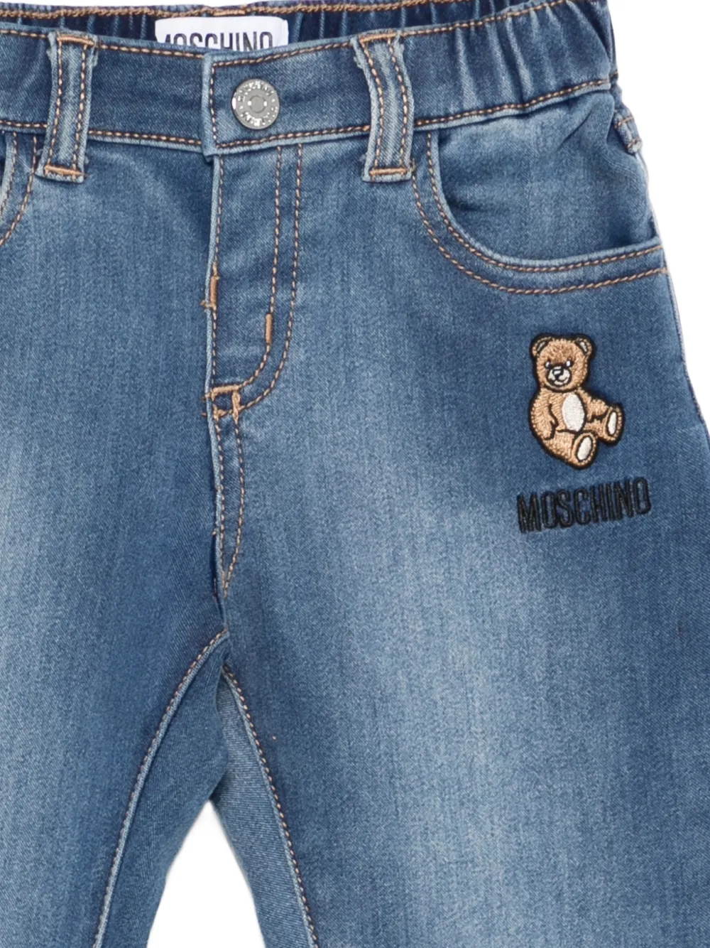 Moschino Kids Broek met applicatie Blauw