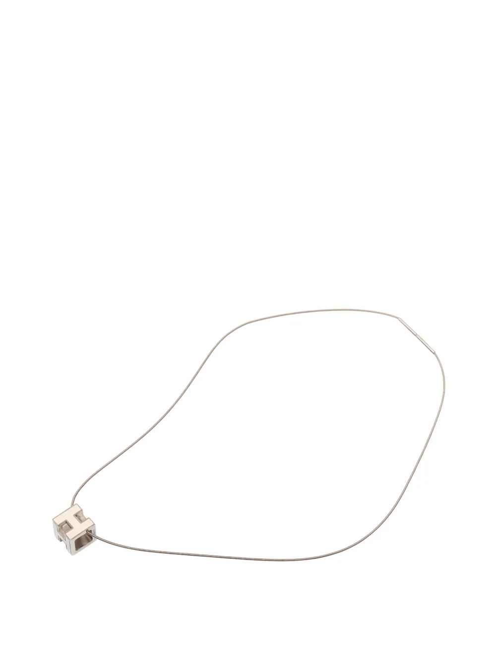 Hermès Pre-Owned 2010-2026 Palladium Plated Enamel Cage D H Pendant Necklace costume necklace - Argento