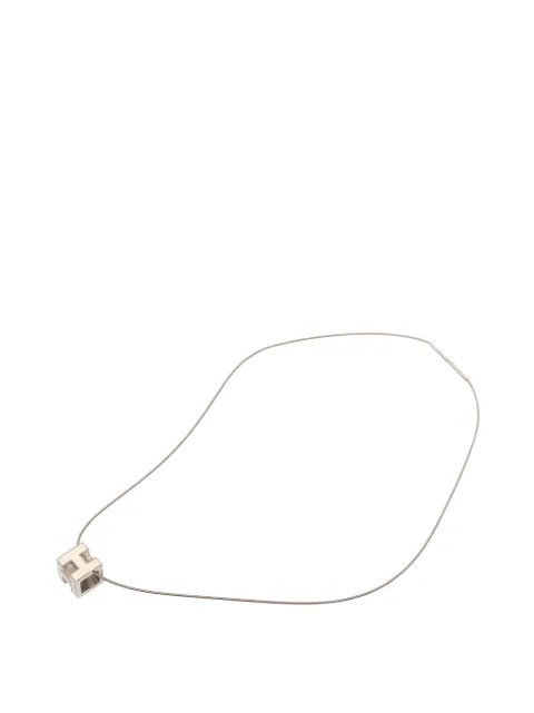 Hermès Pre-Owned 2010-2026 Palladium Plated Enamel Cage D H Pendant Necklace costume necklace