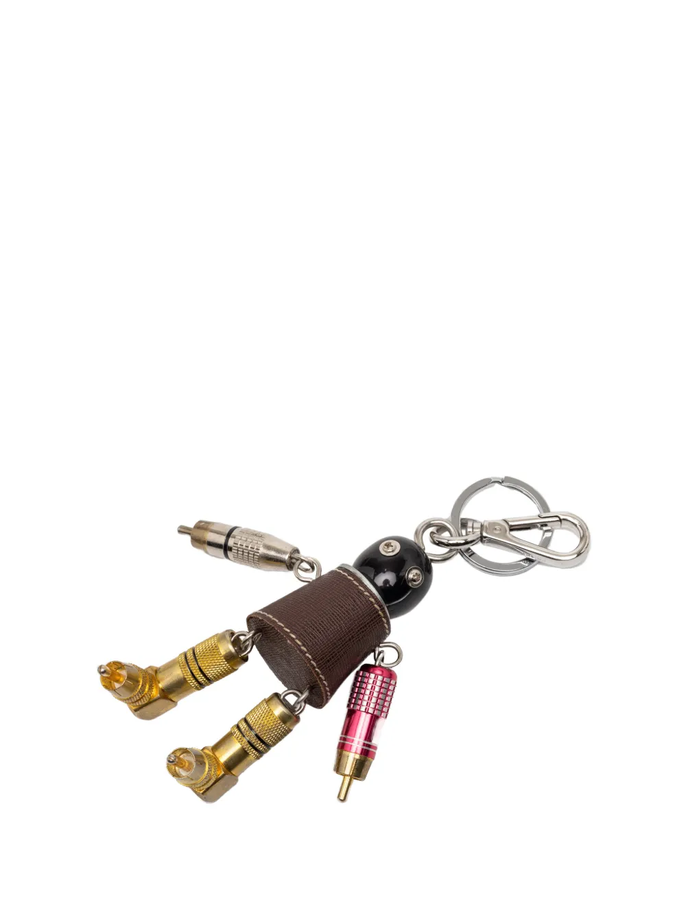 Prada Pre-Owned 2000-2026 Saffiano and Metal Robot key chain - Marrone