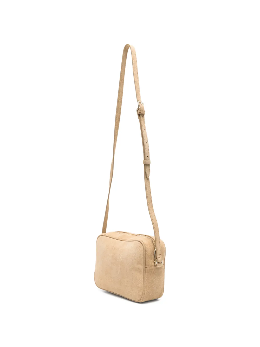 Patrizia Pepe Suède schoudertas met logoplakkaat Beige