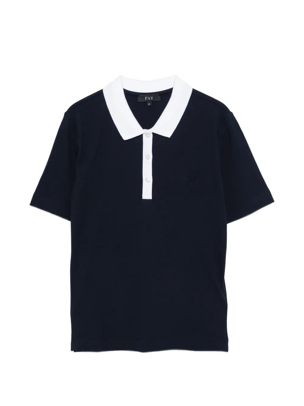 Fay Collared Button Polo Shirt In Black