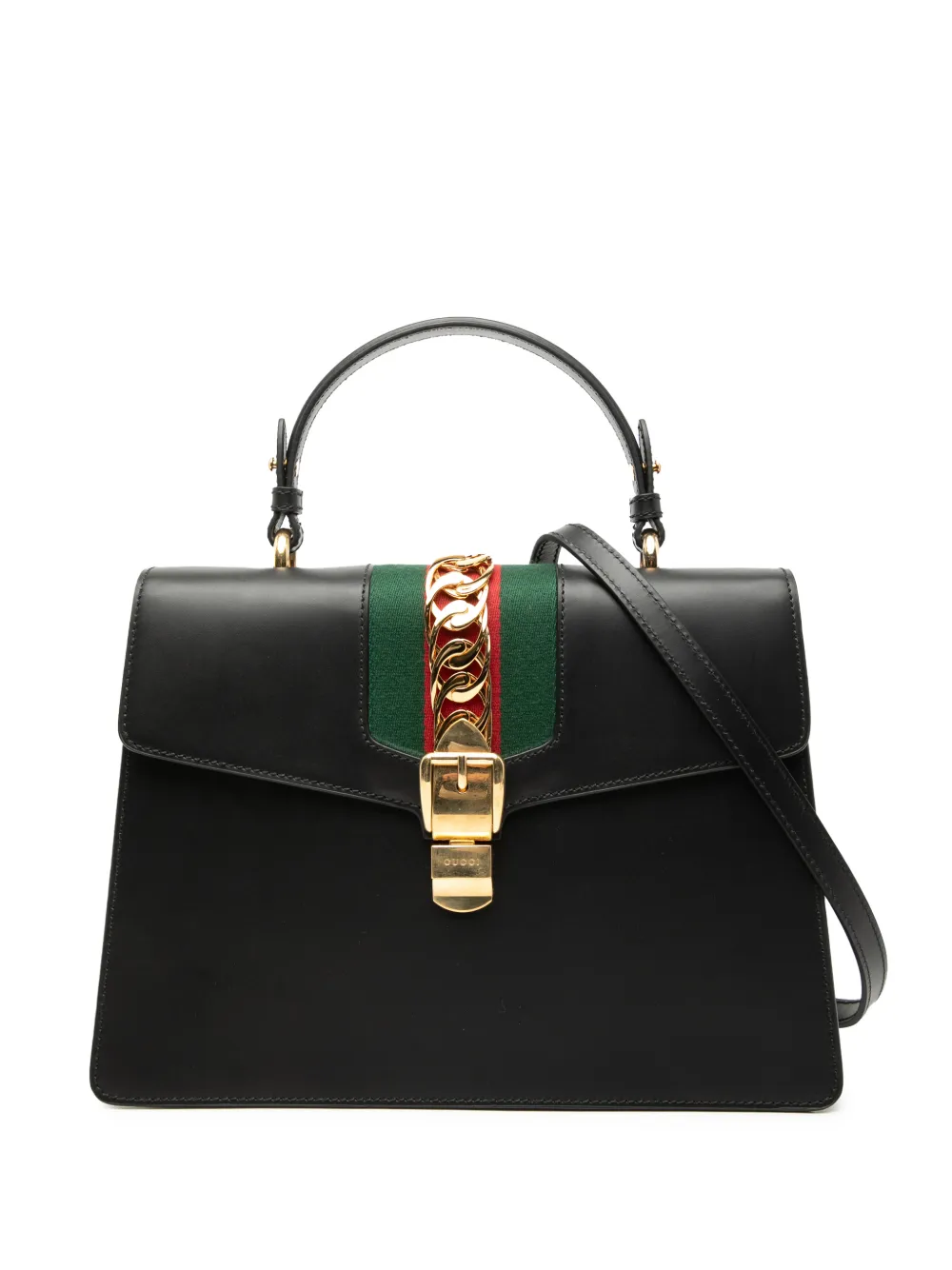 Gucci Pre-Owned 2016-2026 Medium Leather Sylvie Top Handle Bag satchel - Nero