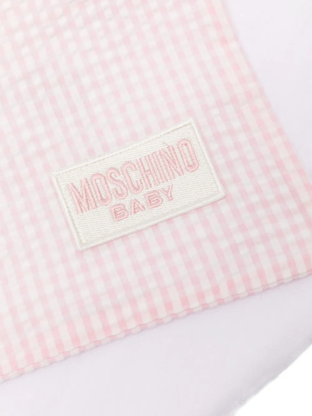  Moschino Kids Gingham-trim Blanket - White 