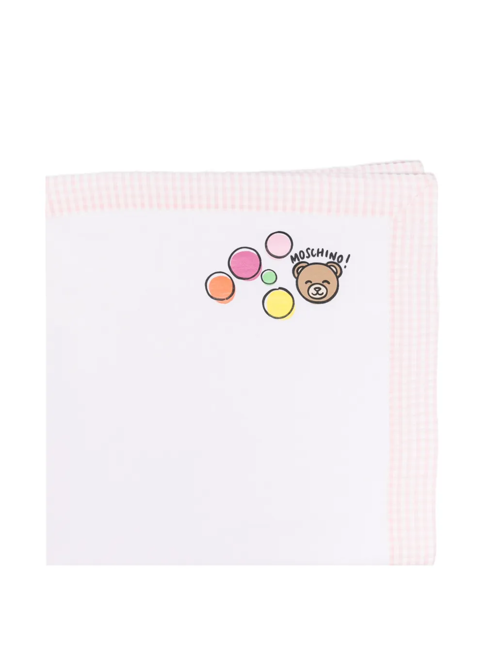 Moschino Kids gingham-trim blanket - Bianco