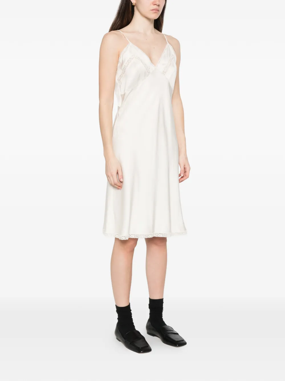  Nº21 Lace-trim Midi Dress - Neutrals 
